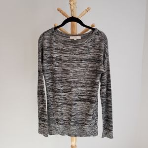 Loft Black and White Marled Sweater, Size XS